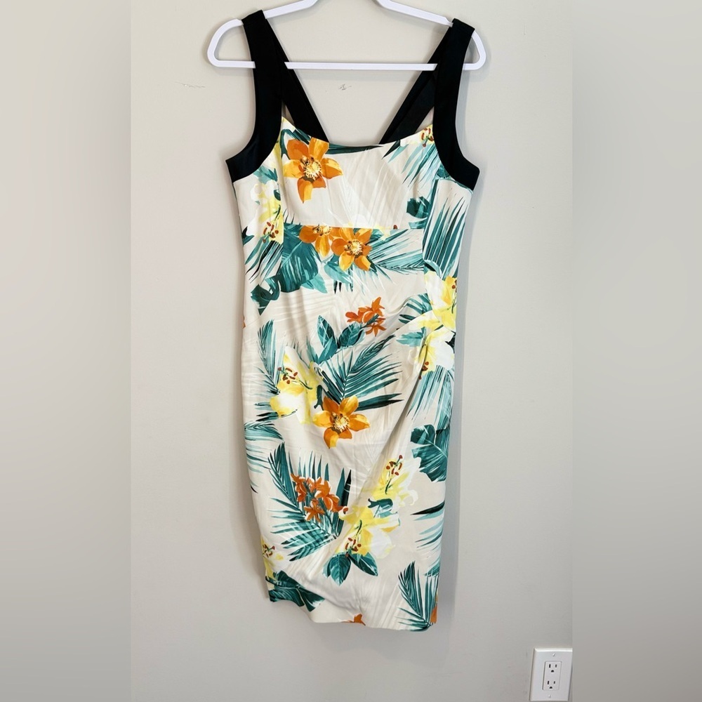 Karen Millen Sleeveless Floral Tropical Print Sheath Dress Size US10 1818 - Picture 3 of 13